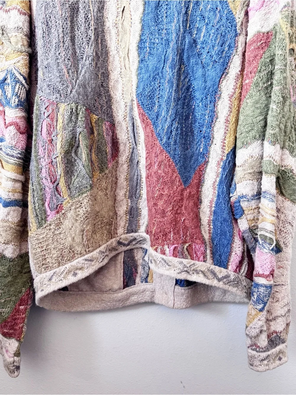 COOGI 90’s Vintage Multicolor Cable-Knit Colorful Cardigan